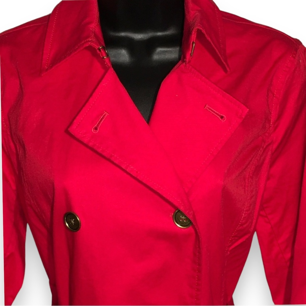 Michael Kors Red Trench Coat with Belt Size S - Picture 5 of 8